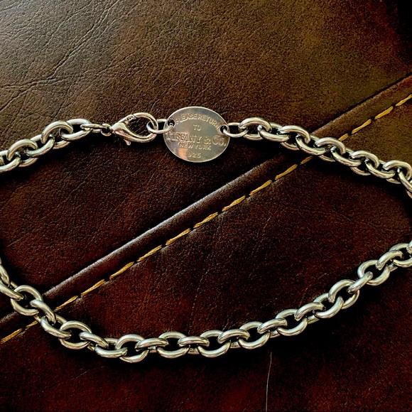 Vintage Tiffany & Co. Return to Tiffany Oval Tag Choker Chain Link Necklace - Picture 1 of 1